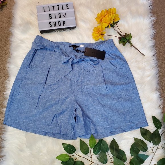 Women's Silver Jeans Co Blue Linen Shorts Size 20 - Picture 1 of 11